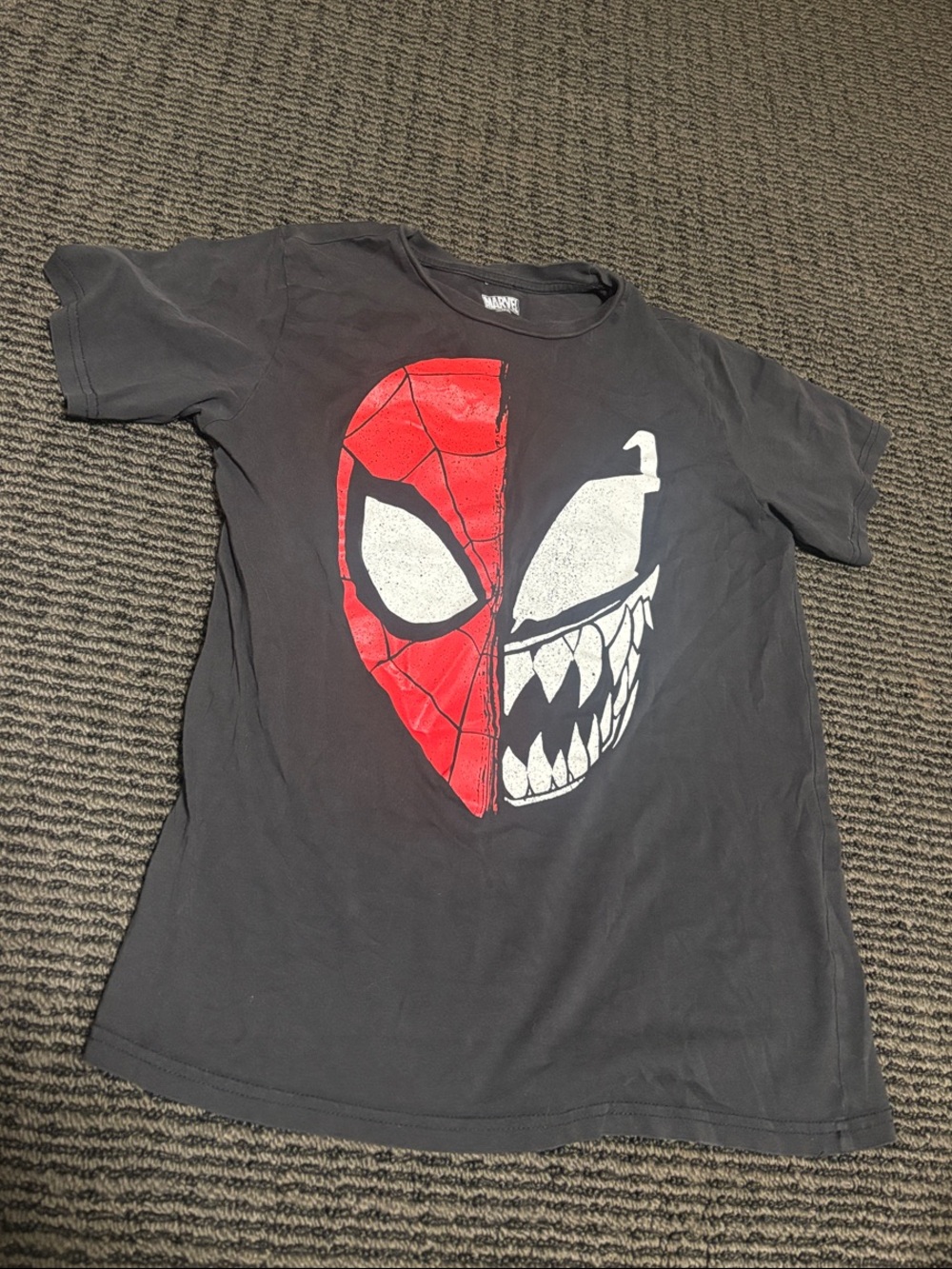 Marvel Kids Black Spider-Man and Venom Split Face Graphic Tee